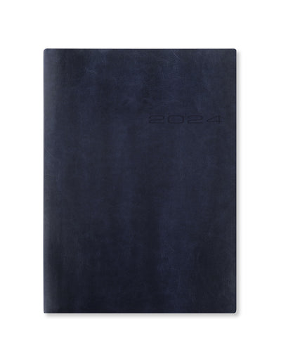 Lecassa A5 Day to a Page Diary with Appointments 2024 - Multilanguage#colour_navy