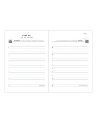 Conscious A5 Day to a Page Diary with Appointments 2025 - Multilanguage