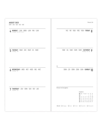 Letts Paisley Slim Week to View Diary 2025-2026 - Multilanguage 26-031142 #colour_turtle