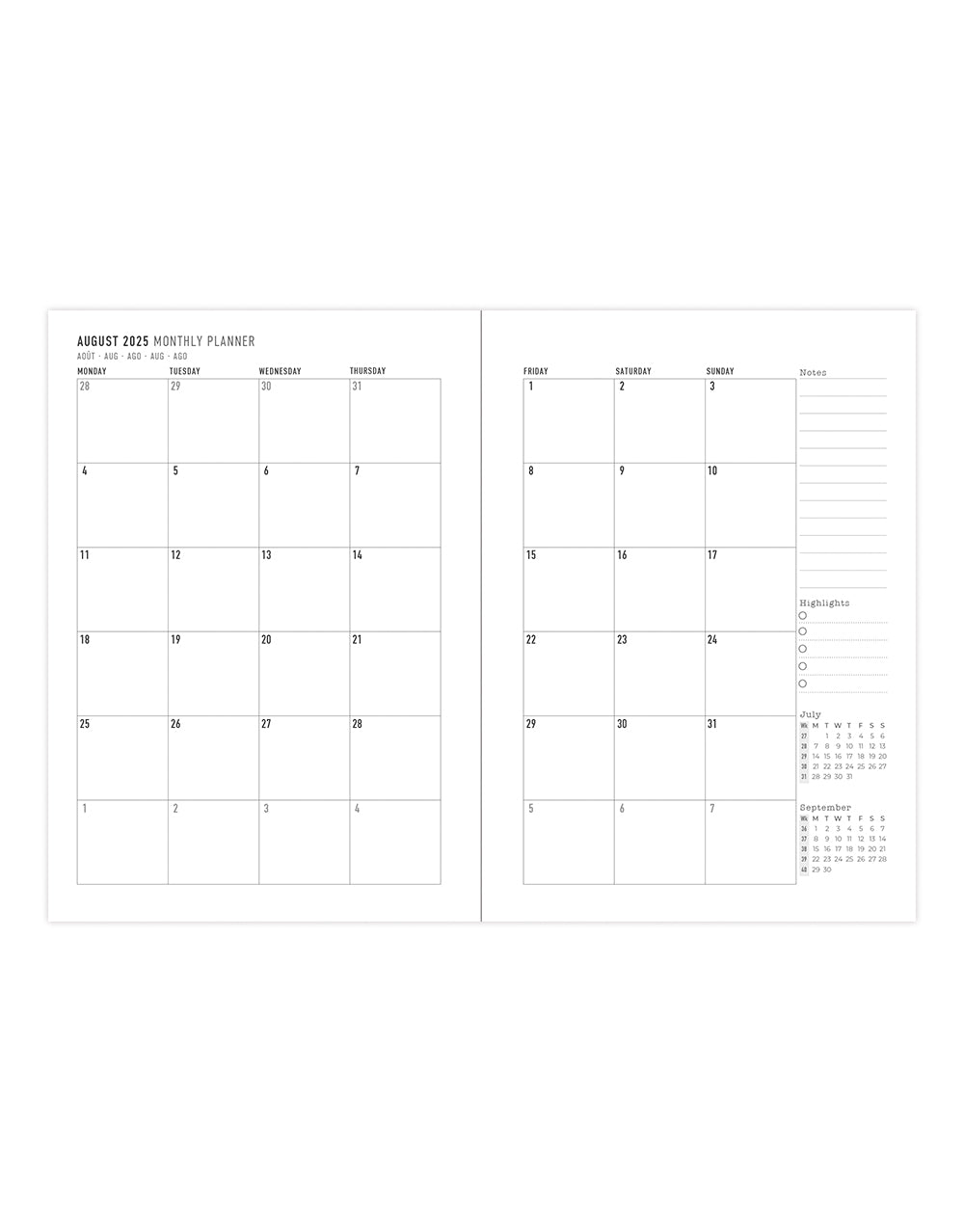 Letts Inspire A6 Week to View Diary 2025-2026 - Multilanguage 26-031396 #colour_white