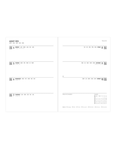 Letts Raw A5 Week to View Diary 2025-2026 - Multilanguage 26-031729 #colour_teal