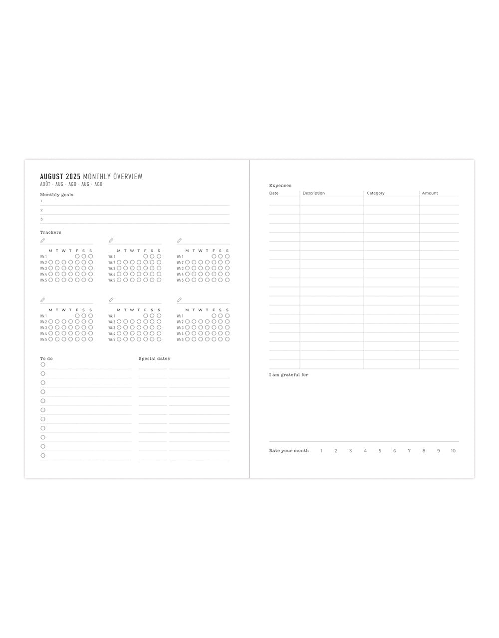 Letts Joy A5 Week to View Diary 2025-2026 - Multilanguage 26-031805 #colour_black