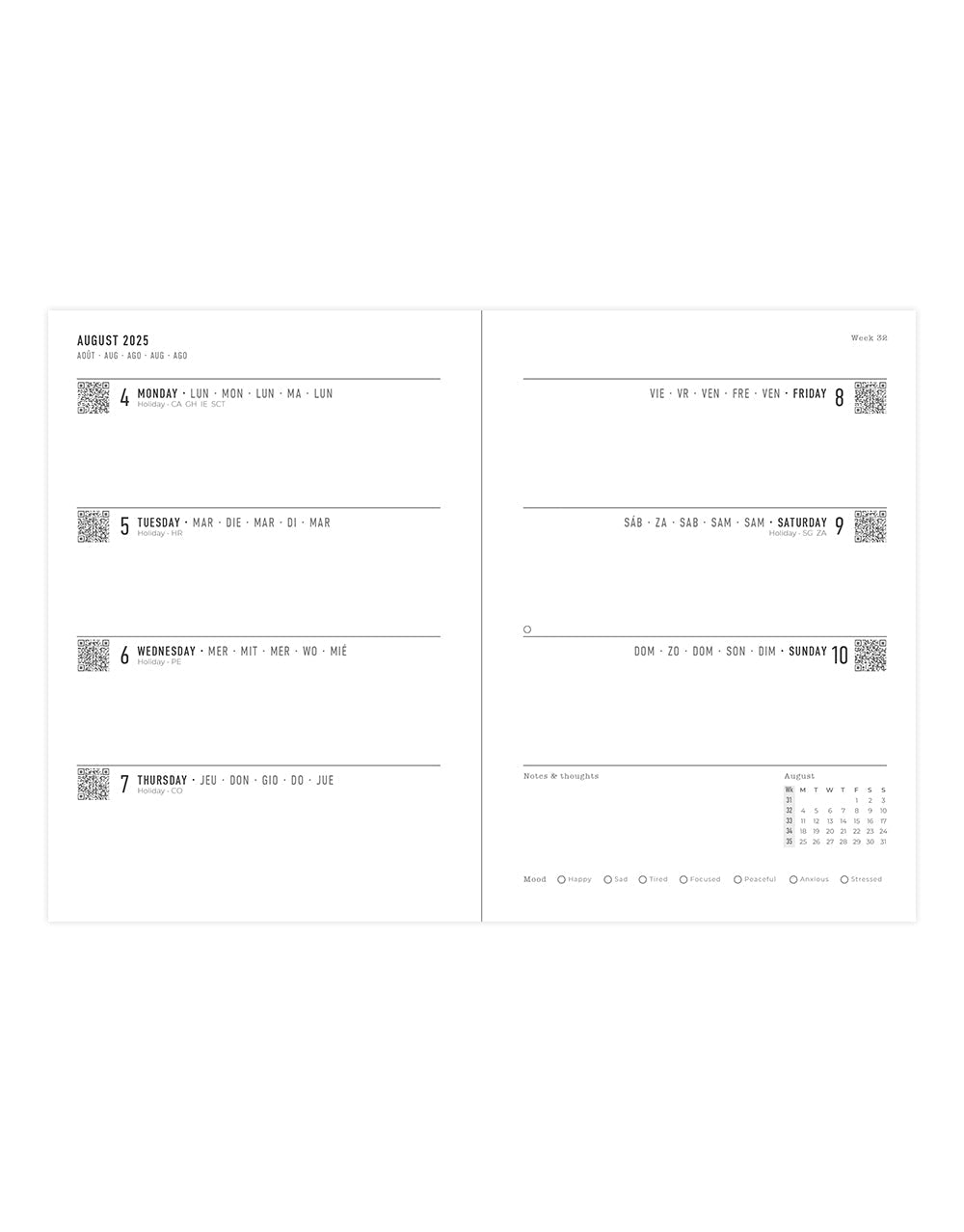 Letts Joy A6 Week to View Diary 2025-2026 - Multilanguage 26-031810 #colour_blue