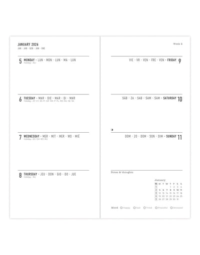 Letts of London Memo Slim Week to View Diary 2026 - Multilanguage Red 26-080261 #colour_red