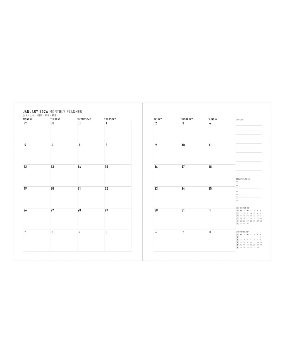 Letts of London Milano Quarto Vertical Week to View Diary with Appointments 2026 - Multilanguage Blue 26-080562 #colour_blue
