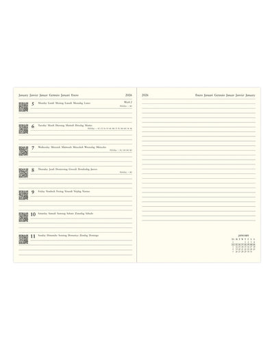 Letts of London Edge A6 Week to View Diary with Notes 2026 Grey Grid 26-082340 #colour_grey-grid