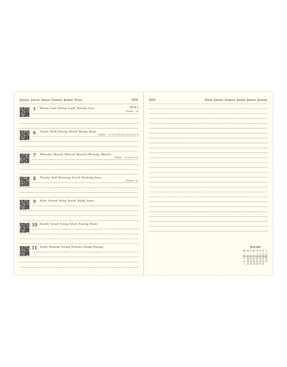 Week In View Edge A5 Week to View Diary with Notes 2026 | Week to view | Letts of ...