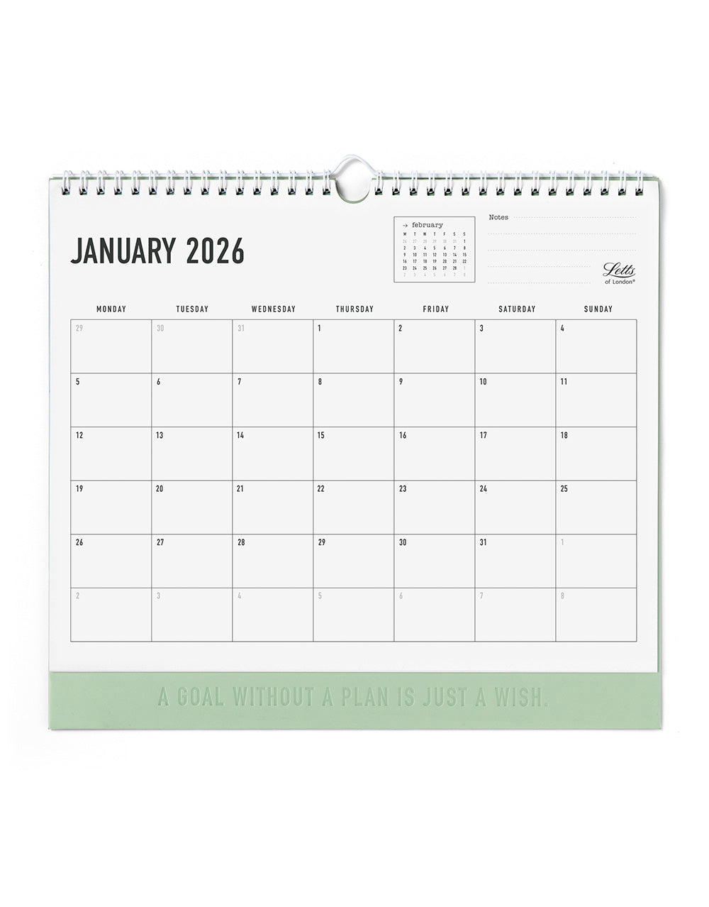 Letts of London Conscious 2026 Wall Calendar Sage 26-082347 #colour_sage
