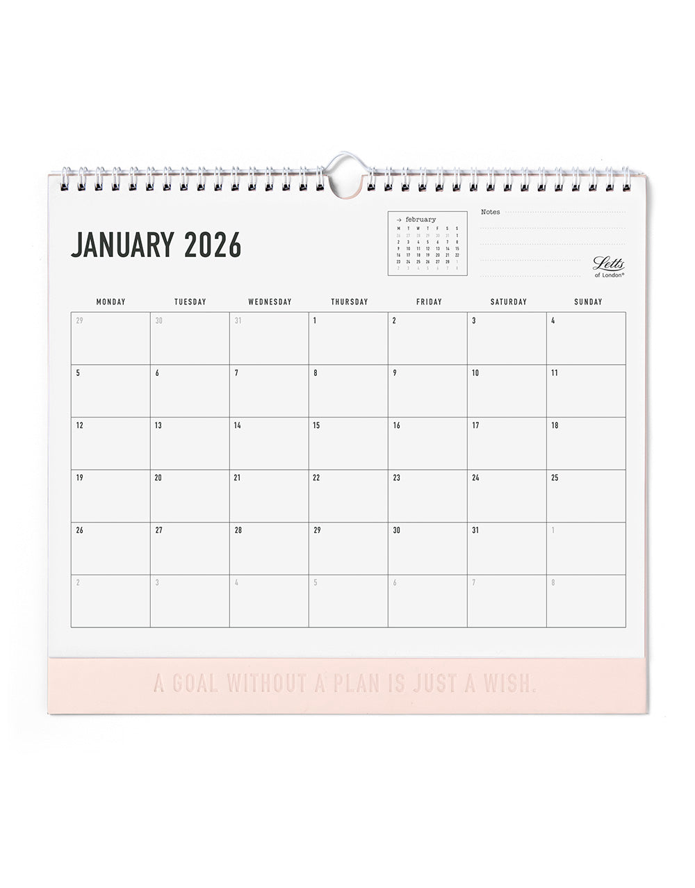 Letts of London Conscious 2026 Wall Calendar Rosewater 26-082350 #colour_rosewater
