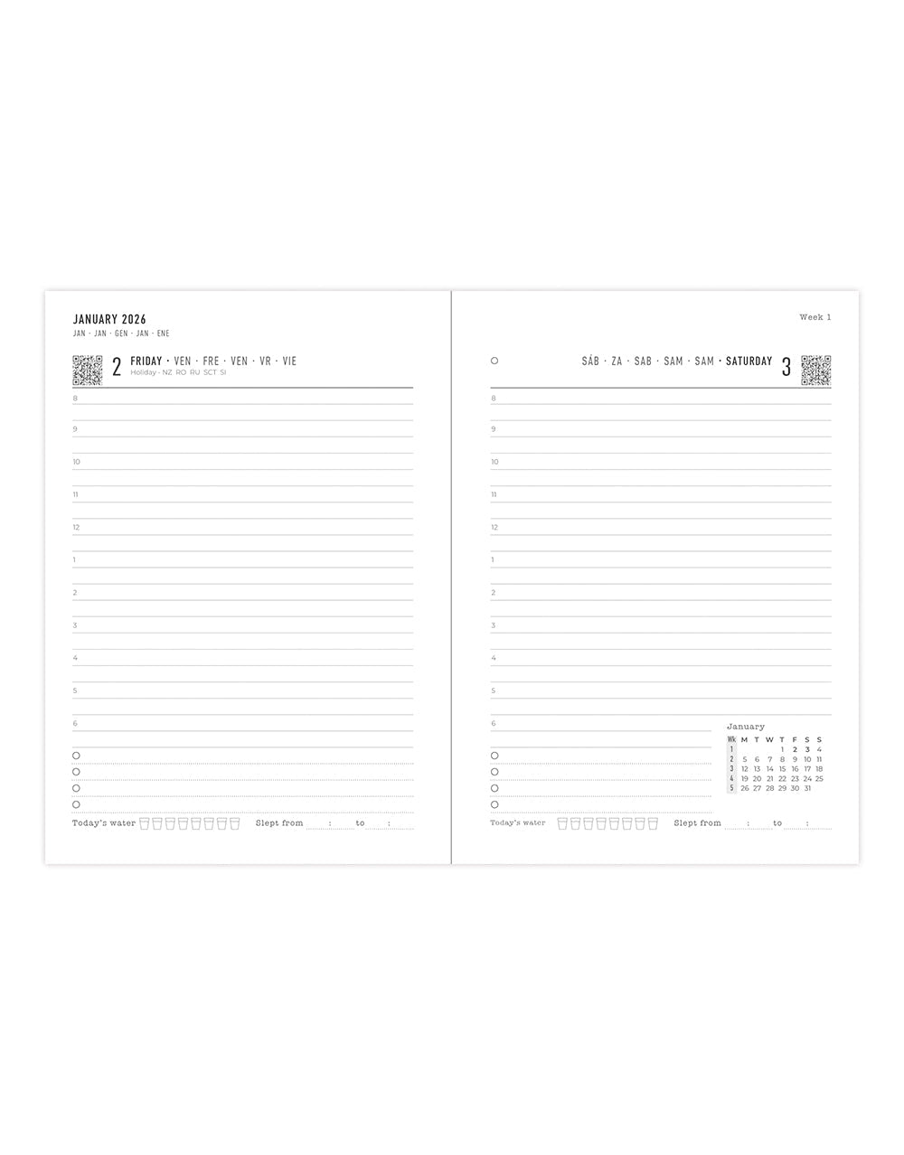Letts of London Conscious A6 Day to a Page Diary with Appointments 2026 - Multilanguage Rosewater 26-082414 #colour_rosewater