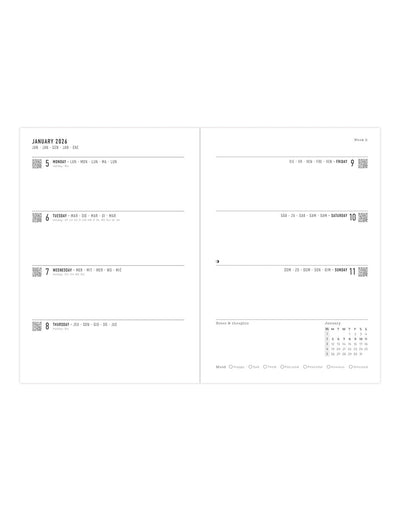 Letts of London Morocco A5 Week to View Diary 2026 - Multilanguage Blue 26-082495 #colour_blue