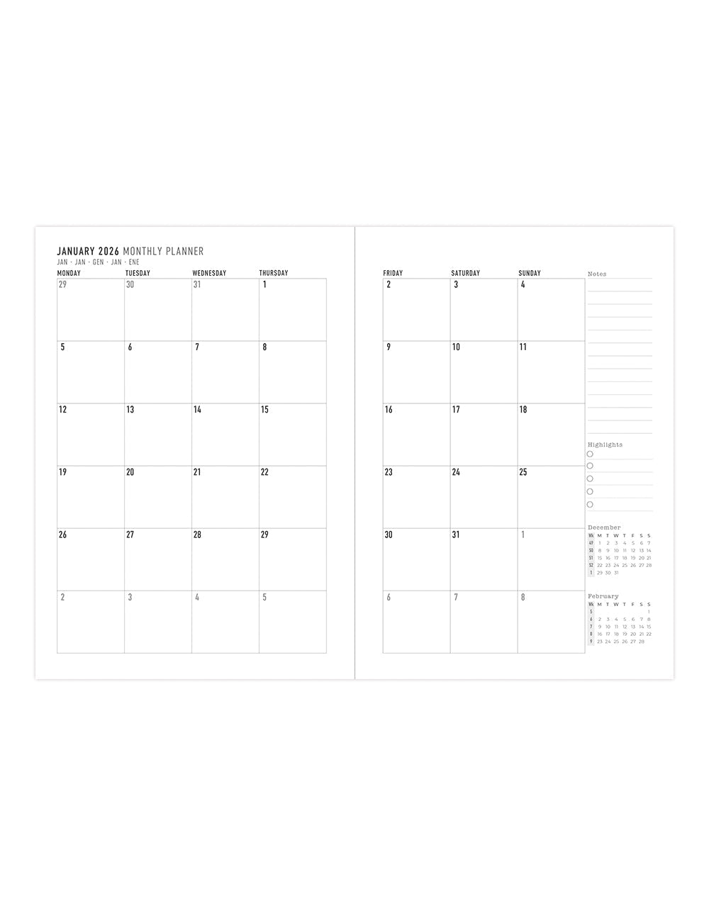 Letts of London Morocco A5 Week to View Diary 2026 - Multilanguage Blue 26-082495 #colour_blue