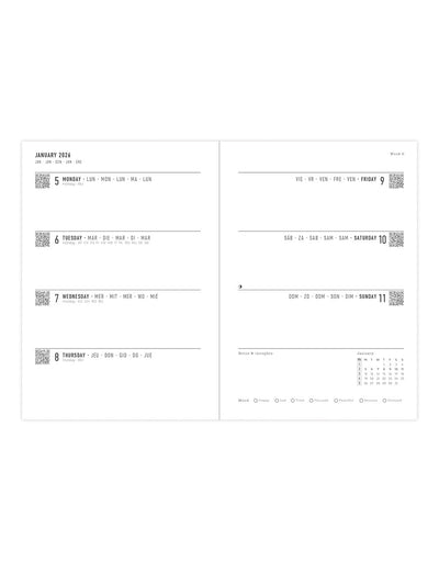 Letts of London Morocco A6 Week to View Diary 2026 - Multilanguage Blue 26-082497 #colour_blue