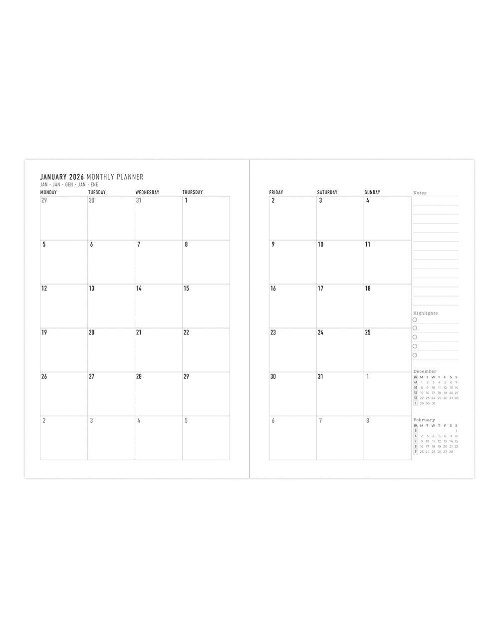 Letts of London Titanium A5 Day to a Page Diary with Appointments 2026 - Multilanguage Charcoal 26-082585 #colour_charcoal
