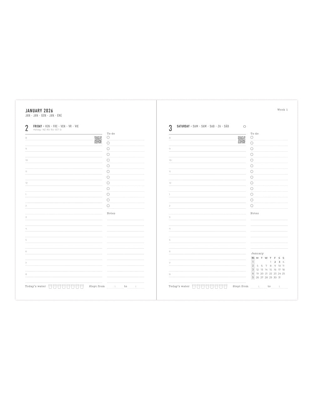 Letts of London Titanium A5 Day to a Page Diary with Appointments 2026 - Multilanguage Silver 26-082586 #colour_silver