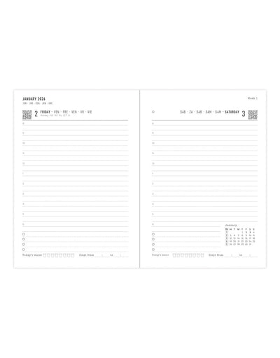 Letts of London Titanium A6 Day to a Page Diary with Appointments 2026 - Multilanguage Charcoal 26-082591 #colour_charcoal