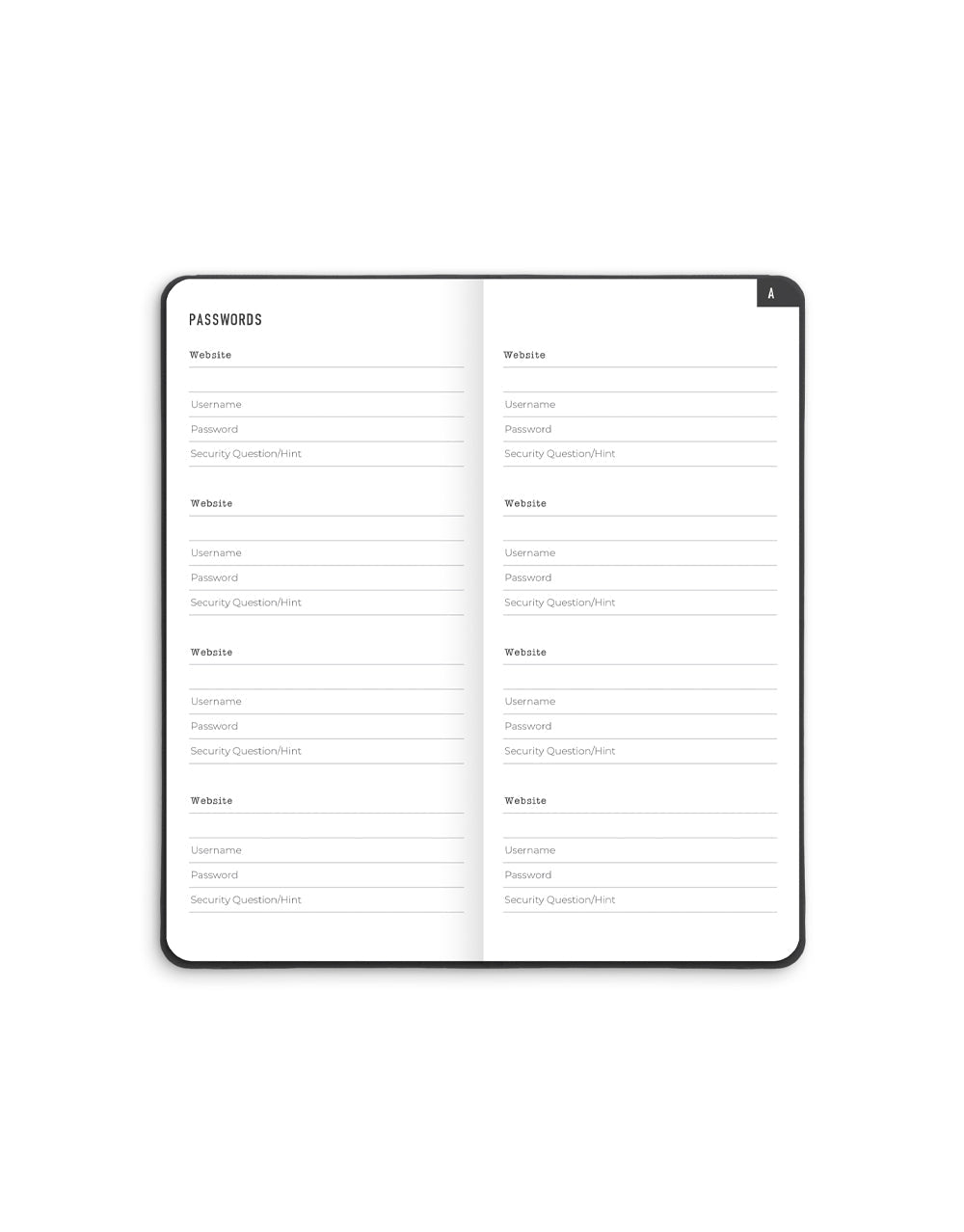 Conscious Evergreen Slim Pocket Password Book 900364 - Letts of London#colour_slate#colour_slate