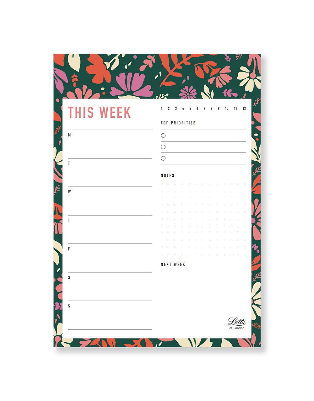 La Belle Nature A5 This Week Notepad 990354 - Letts of London#colour_vert