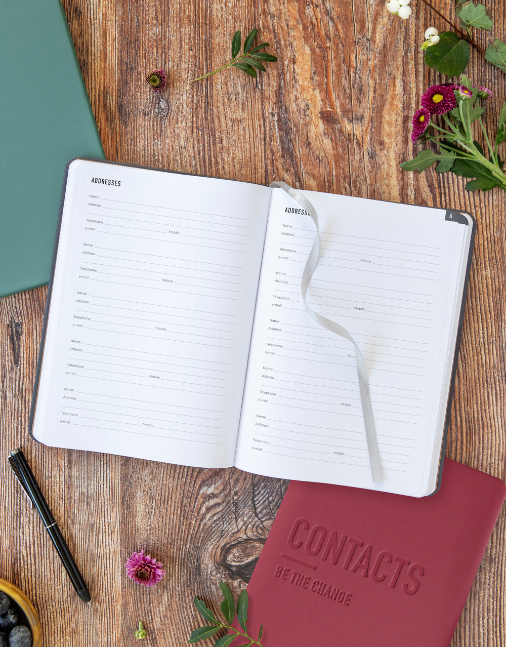 Conscious Evergreen A5 Address Book 990361 - Letts of London#colour_slate