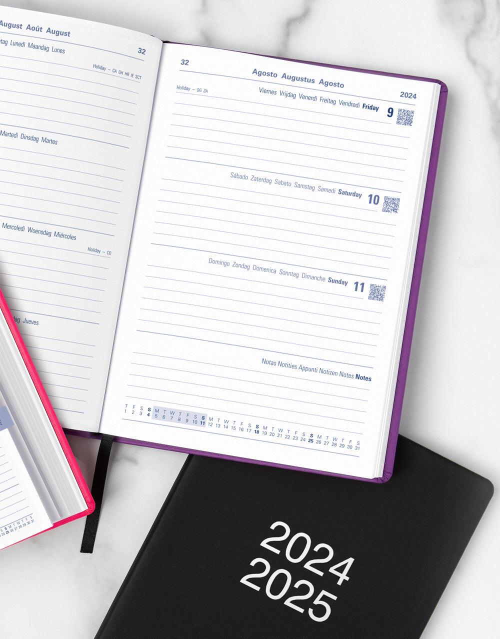 Dazzle A6 Day to a Page Diary with Appointments 2024-2025 - Multilanguage#colour_pink