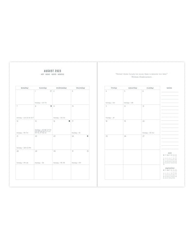 Eco Writers Words A6 Day to a Page Diary with Appointments 2023-2024 - Multilanguage - Black - Letts of London#colour_black