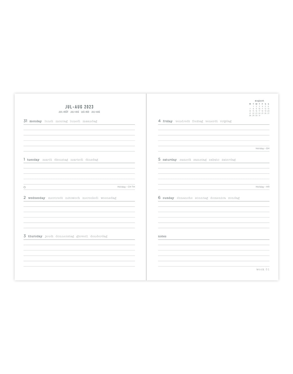 Joy A5 Week to View Diary 2023-2024 - Multilanguage - Black - Letts of London#colour_black
