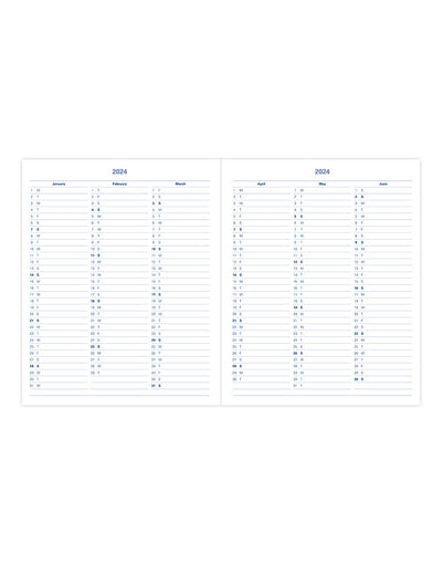 Milano Quarto Vertical Week to View Diary with Appointments 2024 - Multilanguage#colour_blue