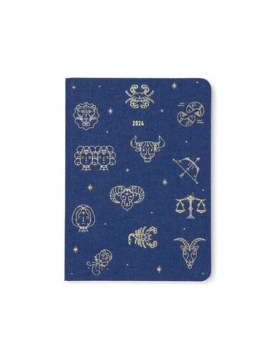 Zodiac A6 Day to a Page Diary with Appointments 2024 - Multilanguage#colour_midnight