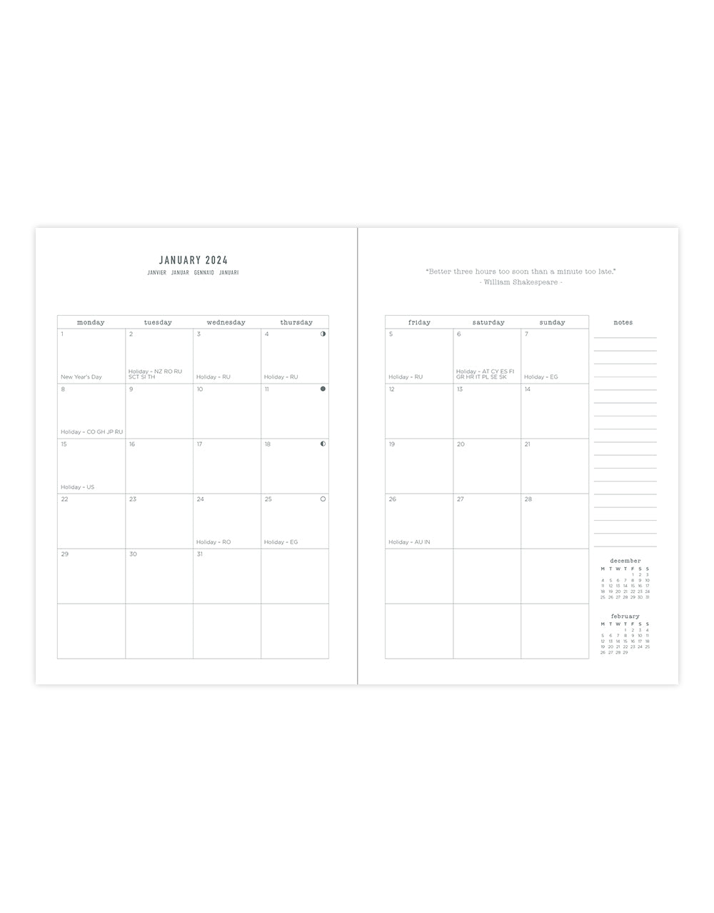 Conscious A6 Day to a Page Diary with Appointments 2024 - Multilanguage#colour_sage