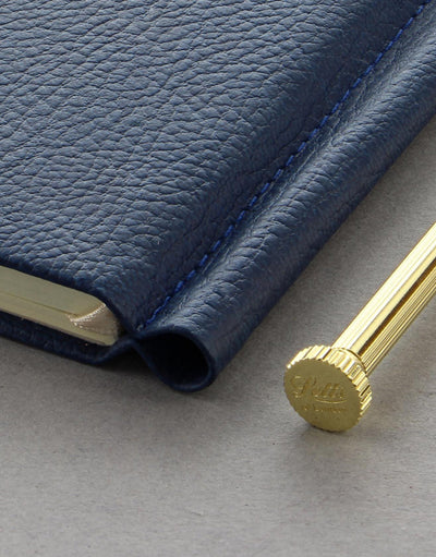 Origins Slim Pocket Ruled Notebook Navy with. Pen#colour_navy
