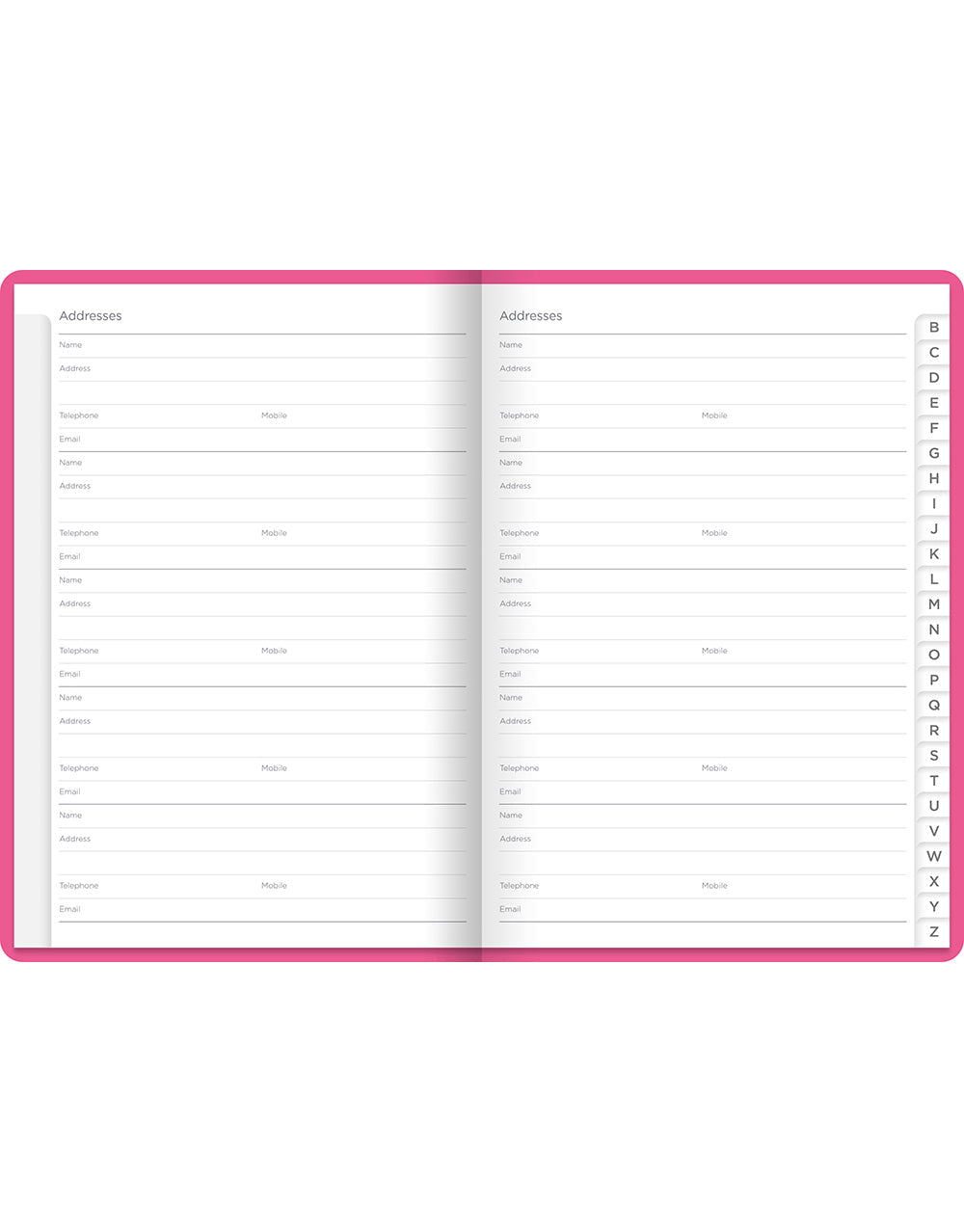 Dazzle A5 Address Book Pink - Inside#colour_pink