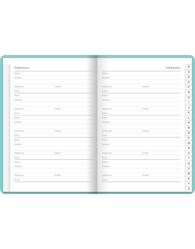 Dazzle A6 Address Book Turquoise - Inside#colour_turquoise
