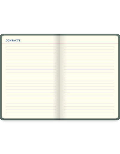 Icon A5 5 year Diary Green Contact Pages#colour_green