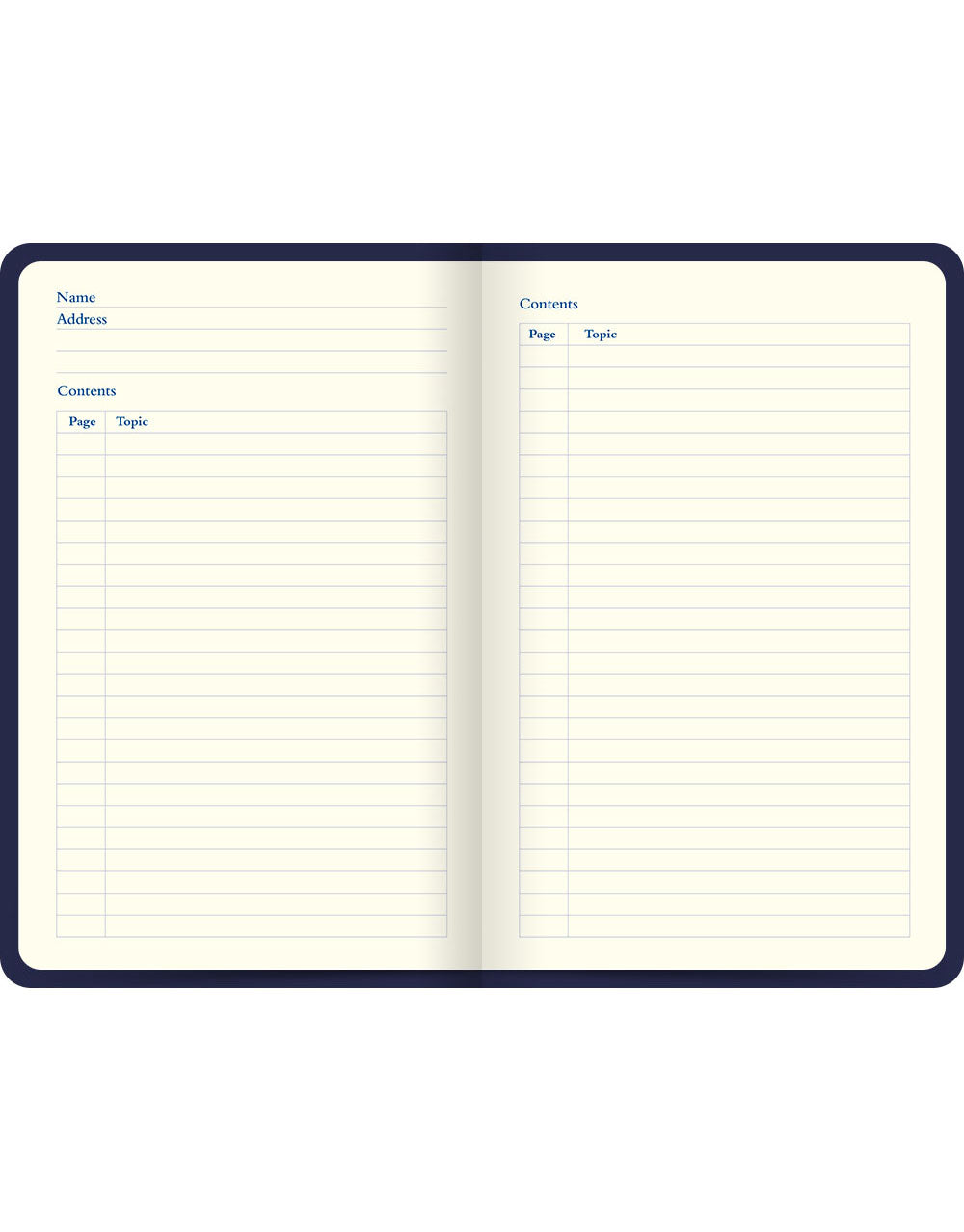 Icon Book Ruled Notebook Navy Contents Pages#colour_navy