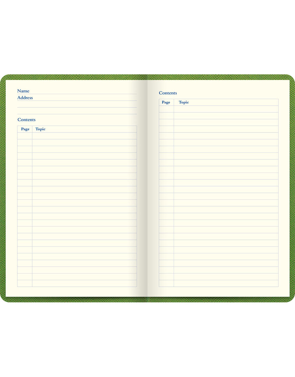 Legacy Book Ruled Notebook Green Contents Pages#colour_green