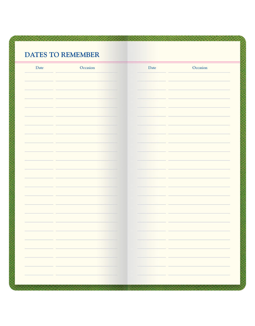 Legacy Slim Pocket Travel Journal Green Dates to Remember#colour_green